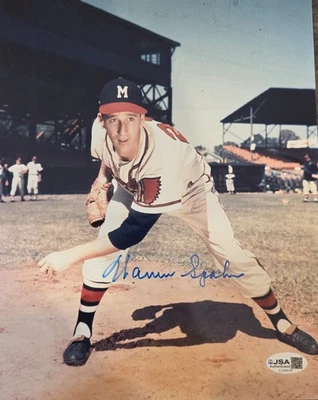 Warren Spahn HOF Milwaukee Braves Signed Autographed 8x10 Photo JSA COA - Image 1 of 4