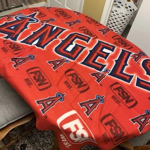 LOS ANGELES ANGELS FSN WEST FLEECE BLANKET ANTI-PILL BASEBALL RED 65x48 - Picture 1 of 7