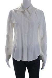 J Brand Womens Cotton Blend Long Sleeve Button Up Blouse Top White Size XS - Picture 1 of 6