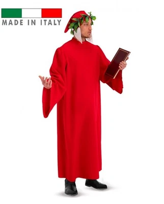 CARNEVALE VESTITO COSTUME DANTE ALIGHIERI TUNICA CAPPELLO CORONA D'ALLORO 80132 - Bild 1 von 2