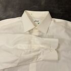 Brioni Dress Shirt Mens 16.5 R White Button Up Long Sleeve Formal Cotton Flawed