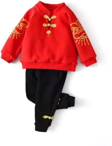 children's winter red sports suits,Chinese style festive  new year clothes 12775 - Picture 1 of 7
