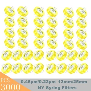 3000 PIEZAS Filtros de jeringa amarillos de nailon de 13 mm/25 mm de diámetro; tamaño de poro de 0,45 μm/0,22 μm - Imagen 1 de 19