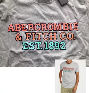 【New】Abercrombie & Fitch Men's【A&F EST. 1892 Logo Graphic Tee】Grey @XSmall - Picture 1 of 7