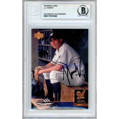 JJ Hardy Signed 2001 Upper Deck #22 Card AUTO RC Beckett BAS Slabbed Brewers - Image 1 of 4