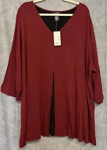 NEU Größe 4X AnyWear by Catherines Top Strick Lagen V-Ausschnitt kastanienbraun schwarz - Bild 1 von 6