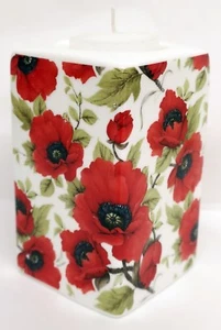 Portacandele Papavero Rosso Fine China Rettangolare Papaveri Tea Light Decorato UK - Foto 1 di 6