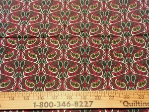 Windham Fabrics Art Deco Noveau Paisley Red Gold Green Leaves Quilt Craft Cotton - Picture 1 of 2