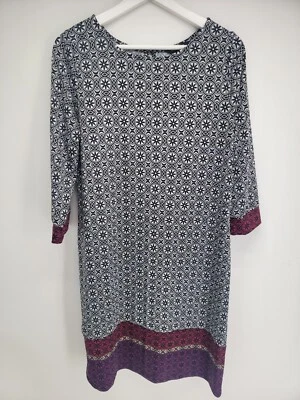 Womens George Dress Black White Red Purple Size M (8-10) - Image 1 of 4