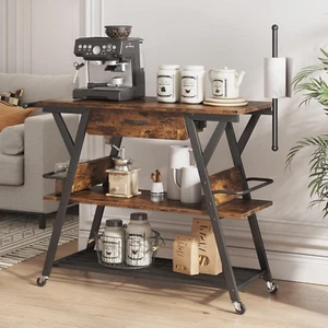 Coffee Bar Station, Kitchen Island Cart with Storage, Coffee Cart with Drawer, P - Picture 1 of 12