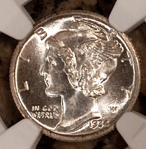 1934  Mercury Dime   NGC MS64 Cover