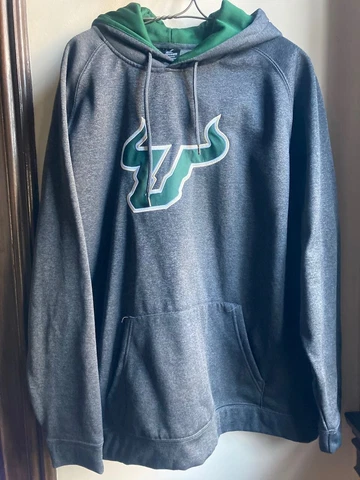 Colosseum Hoodie Mens USF South Florida Bulls Neck Gray Sweatshirt Sewn Logo XXL Cover