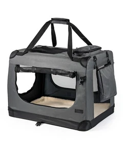 B-Ware: lionto Hundetransportbox Hundetasche Hundebox faltbar XXXL Grau - Bild 1 von 6