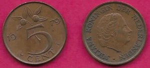 NETHERLANDS KINGDOM 5 CENT 1979 XF QUEEN JULIANA FACING RIGHT,DENOMINATION,DIVID - Picture 1 of 1