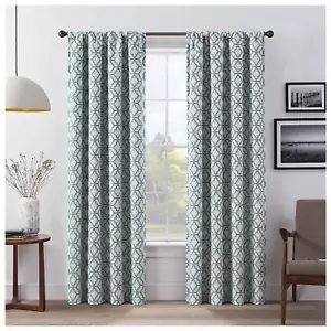 Eclipse Lollie Blue & Gray Trellis Design 2 Blackout Curtain Panel Set 52" x 95" - Picture 1 of 8