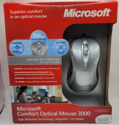 Microsoft Comfort Optical Mouse 3000 Magnifier Tilt Wheel Model 1043 PC Mac NEW - Image 1 of 4