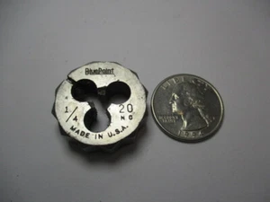 BLUE POINT 1" Hand DIE 1/4-20 NC Made in USA by Snap On 1/4" x 20 TPI, 12 Pt VGC - Picture 1 of 13