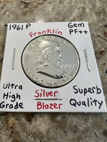 1961 P Franklin Half Dollar-Gem PF+ +🌟Liquid Mirrors🌟 Insane Proof🌟Blazer Cover