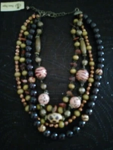 COLLANA multifilo PREMIER DESIGNS STAMPA ANIMALIER conchiglia legno RAME VETRO PERLINE - Foto 1 di 4