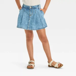Cat & Jack Girls Pleated Denim Skort - Picture 1 of 4