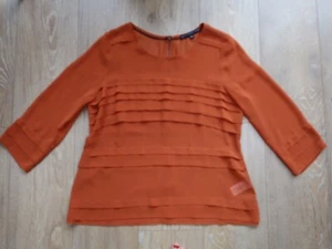 NEW BETTY JACKSON BLACK UK 14 Rust Orange Luxury Blouse 3/4 Sleeve Wedding/Party - Picture 1 of 11