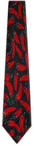Men's Black Red Chilli Peppers Novelty Fun Ties - NWT - Picture 1 of 1
