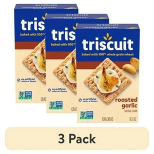 (3 pack) Triscuit Roasted Garlic Whole Grain Wheat Crackers, 8.5 oz - Picture 1 of 10