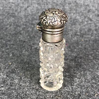 Antique Unger Brothers Perfume Cut Crystal Bottle Sterling Silver Hinged Lid • 64.56$
