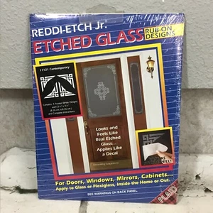 Reddi-Etch Jr Etched Glass Rub-On Designs Pack Of 4 Frosted White NOS - Picture 1 of 4