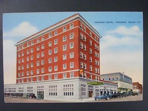 Hotel Denison Texas TX Vintage farbige Leinen Postkarte 1930er-40er Jahre - Bild 1 von 2