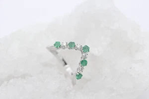 Traumhafter Damen Ring aus 750er Weißgold mit Smaragden & Diamanten | Gr. 50 - Picture 1 of 5