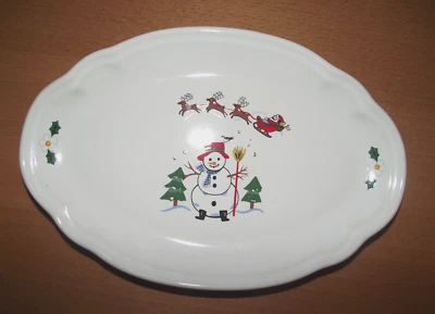 Pfaltzgraff Snow Village Relish 8 5/8" Oval Tray - Image 1 of 3