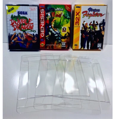 Clear Display Protective Box Protector Sleeve Case For Sega Genesis 32x Cib Game
