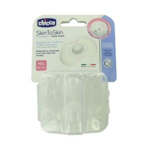 Chicco Nipple Shields Skin To Skin Silicone Size M/L - UK Seller