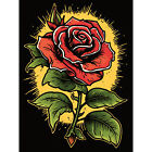 A Single Rose Old School Usa Tattoo Americana 50S Wall Art Canvas Print 18X24