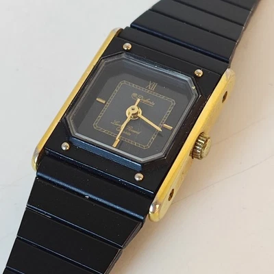 Reloj Lucien Piccard Dufonte Vintage Negro y Dorado Estilo Tanque Correr Unisex  Foto 1 de 4