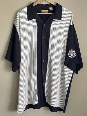 Рубашка Bobby Chan Silk Camp мужская размер XL рубашка для боулинга WSOP вышитая в полоску - Изображение 1 из 4