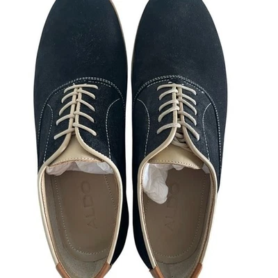 ALDO Hombres Negro Gamuza Oxford Zapatos de Vestir Acentos Tostados Con Cordones Informales Inteligentes Foto 1 de 4