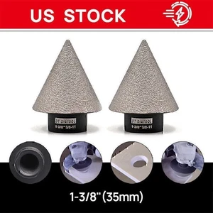 2 brocas de fresado de cono de dedo de bisel de diamante de 35 mm cortador de sierra de orificio de núcleo de 1-3/8" - Imagen 1 de 10