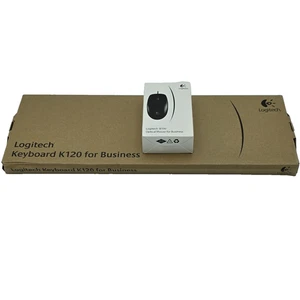 Logitech Keyboard & Optical Mouse Combo Set B100 K120 Wired Full-Size UK Model - Picture 1 of 3