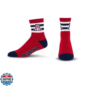 For Bare Feet NCAA Arizona Wildcats 5 Stripe Logo Quarter Sock Te - Picture 1 of 2