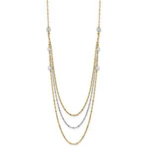 Collar de círculos pulidos de triple capa de oro de dos tonos de 14 k de 18" para mujer 1,56 g - Imagen 1 de 3
