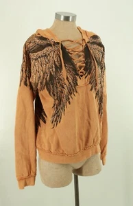 Affliction Live Fast Womens Hoodie Sweatshirt Rhinestone Large  Brown - Picture 1 of 9