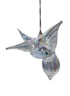 Hummingbird Hand Blown Glass Clear Iridescent Vintage 3.5" Ornament Video-A46