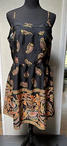 American Rag CIE Paisley Black Gold Mini Dress Sleeveless Women's Size XL - Picture 1 of 6