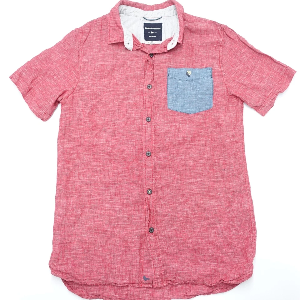 Camisa de Diversión Moderna Hombre Rosa Mediana Manga Corta Cuello Clásica Abotonada Foto 1 de 4