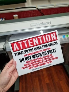 Do Not Wash This Vehicle Sign/Vinyl Sticker Correx Board - Picture 1 of 2