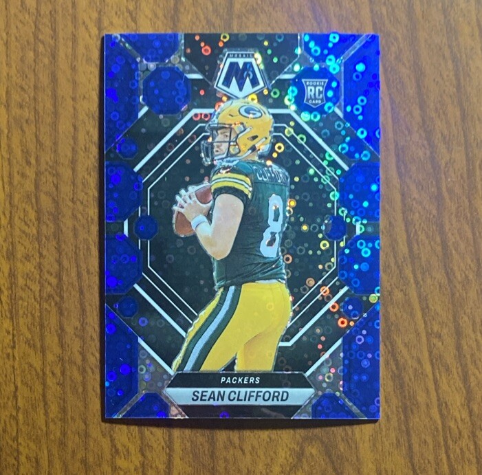 2023 Panini Mosaic #361 Sean Clifford No Huddle Blue Prizm Rookie /75 Packers