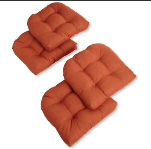 19-inch U-Shaped Spun Polyester Outdoor Tufted Chair Cushions -Set of 4 Cinnamon