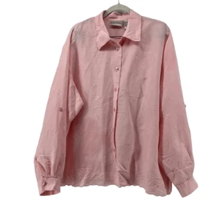 Napa Valley Top Womens Large Eyelet Button Down Pink Grandmacore Scallop Hem - Picture 1 of 13